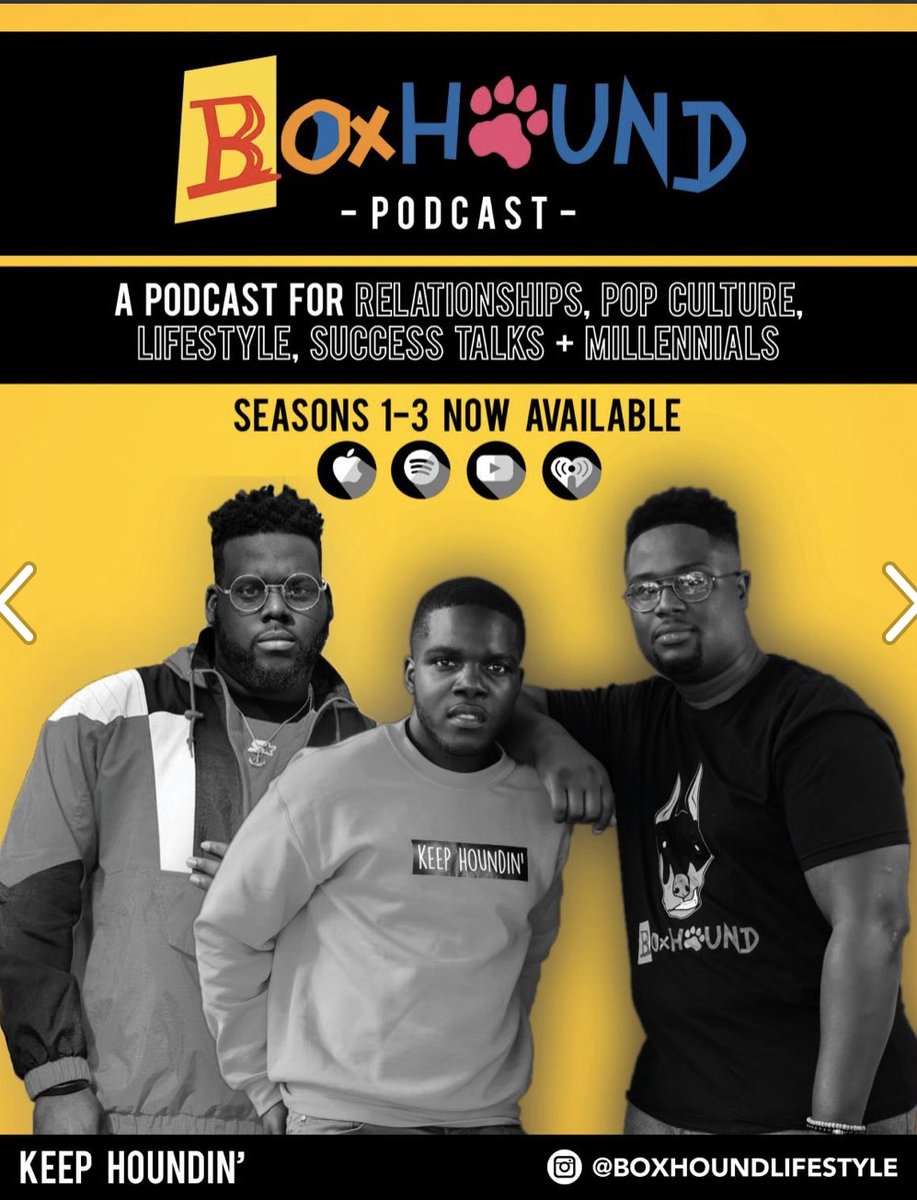 boxhound_'s tweet photo. @OprahRoseShow Hey! We’re #BoxhoundRadio. A platform designed to help others chase their dreams and go after what they want in life, hosted by 3 black men, giving insight from the males’ perspective. We talk relationships, dating, lifestyle, tips on how to be successful, and more! Check us out! https://t.co/HpoLTjUkJv