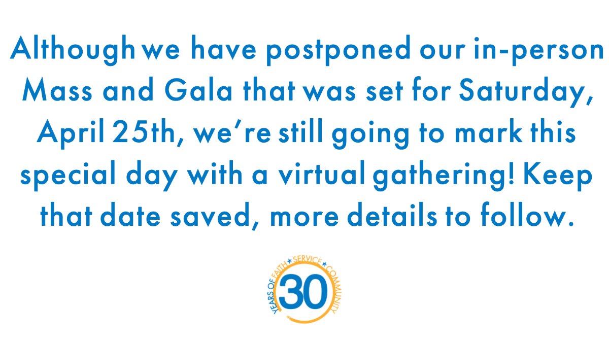 Save the Date for a virtual gathering on Saturday, April 25! #GalaGoals #AtHomeTogether #30andThriving #VirtualGala