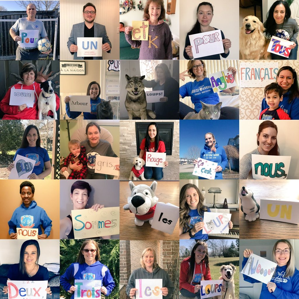 MmeAlbert's tweet image. The staff of @louisearbourfi have a message and a chant for #lesloups! ♥️🐺💙