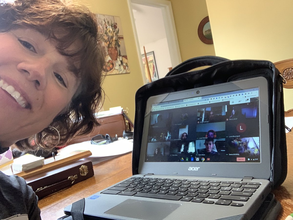LChristophers11's tweet photo. GoogleMeet with 5th Graders...Checking in and answering questions.  They got this! #cheswearethebest https://t.co/1N9zEoMq4G
