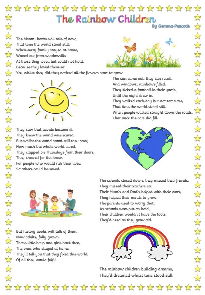 David Blane On Twitter Lovely Poem For All The Rainbow Children Out There Endofterm Keyworkers Fridayfeeling Happyeaster Fridaymotivation Schoolsout Https T Co Abnqkx1ayp