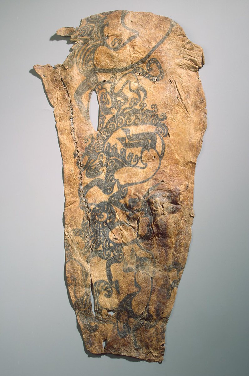 ...as well as arguably the most famous examples, the horse headdresses, tattoos and ornaments from the 5th century Scythian kurgans at Pazyryk in the Altai Mountains. (source: Hermitage  https://bit.ly/34jkniF ) 9/11