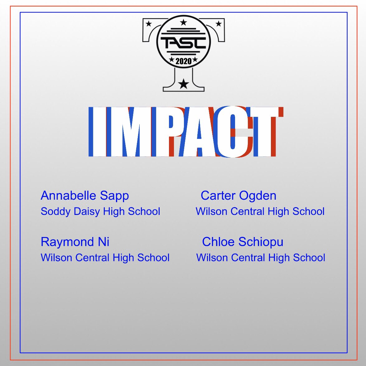 Congratulations to these students!🥳 We are so thankful for your IMPACT on TASC!! Keep leading!👥 #VirtualTASCAwards