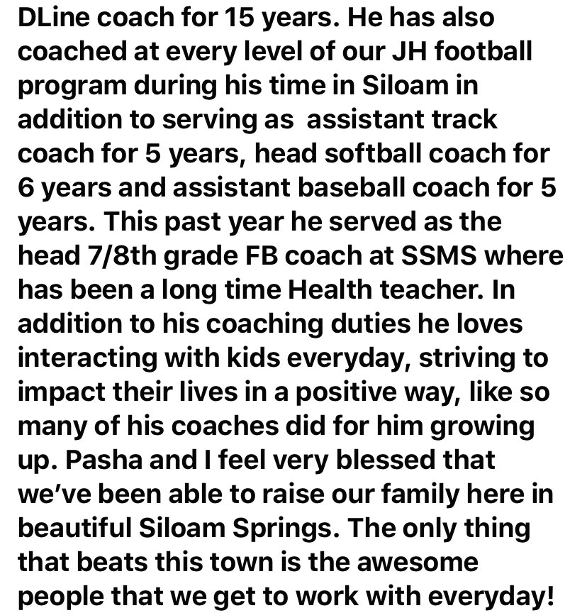Siloam_Panthers's tweet photo. Coach Pippin has a long history in Siloam Springs and has impacted the lives of so many students.  He is great at building relationships and loving kids and we are so glad he is part of our Panther family! #pantherfamily #pantherpride #siloamfootball #siloamspringsathletics https://t.co/sbcXoh0Hrx