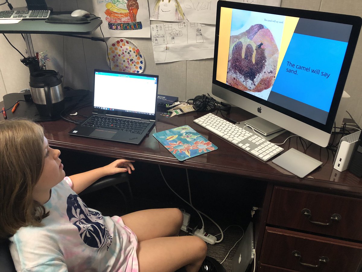 CyFairJoel's tweet photo. Enjoying read alouds today from both her superintendent and teacher @MrsCaseySwenke! #CFISDspirit #CFISDLearningatHome https://t.co/L4g8Bs8jDw