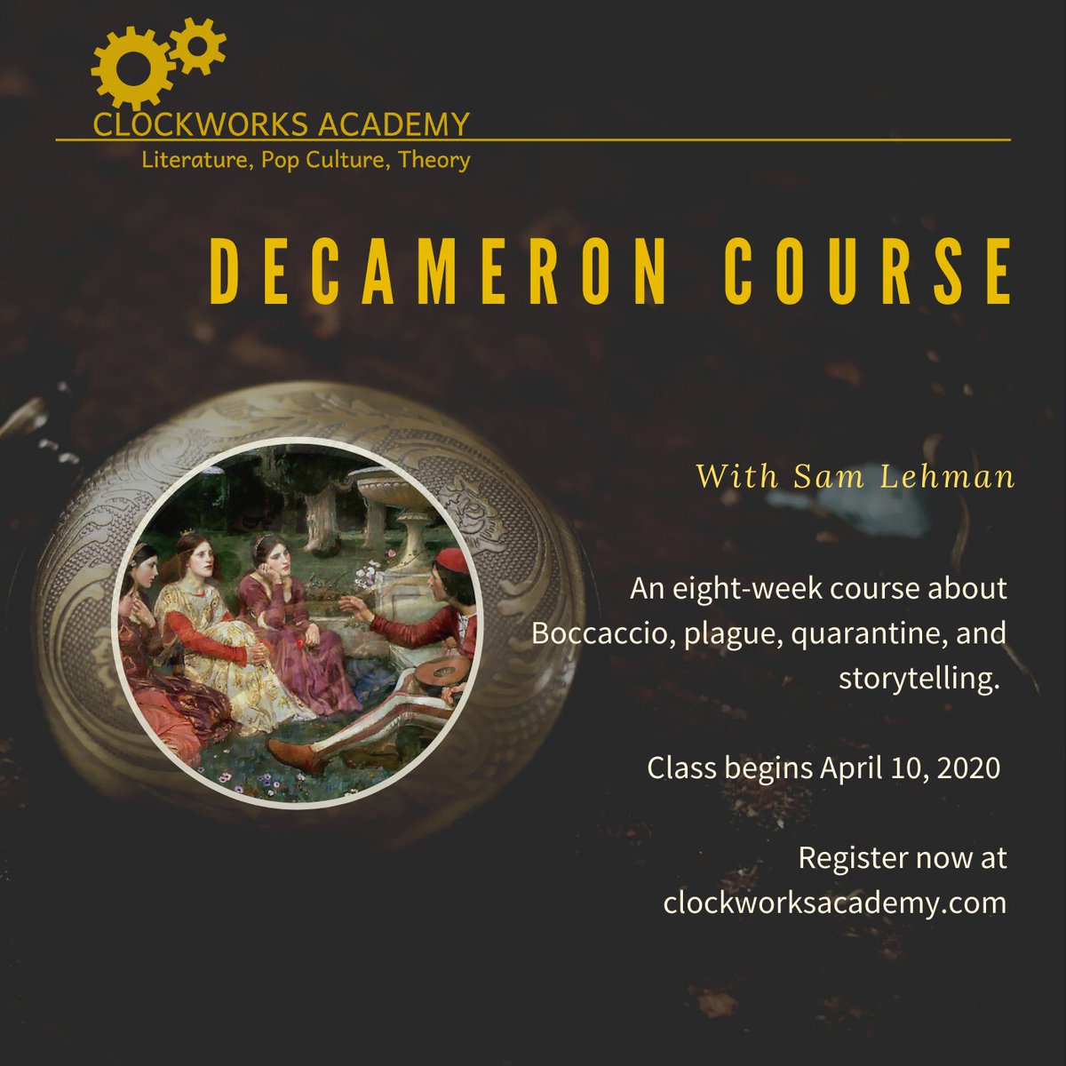 This Decameron Course is going to be really good, and it deserves a full slate of students! Please RT and help get the word out!

clockworksacademy.com/courses/decame…
#onlinecourses