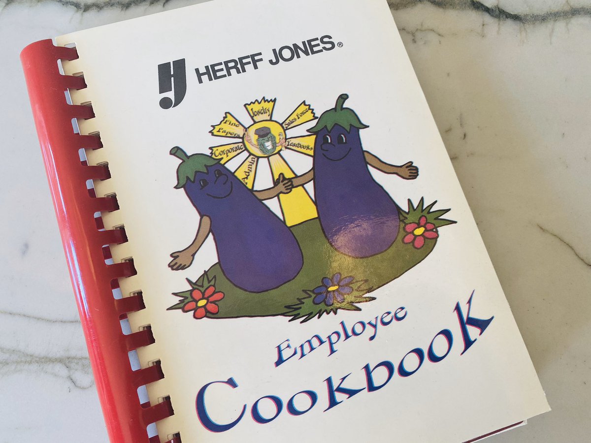 Just found this 1996  @herffjones employee cookbook, where my dad spent his entire career. Can’t stop ugly laughing. 1/