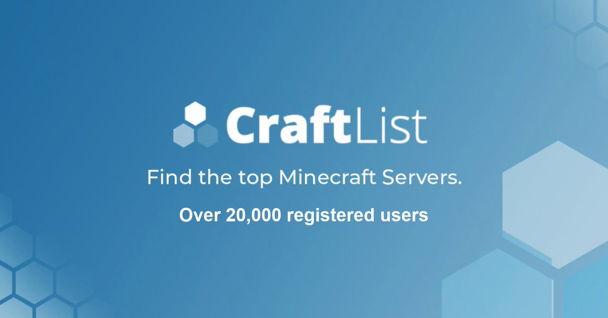 CraftList's tweet photo. We’ve just passed 20k registered users! Thanks to everyone that’s supported us so far, we have some great things coming down the pipeline. We’ll have more to share soon! Join today at https://t.co/Nu4jw6eMw7.
-
-
#minecraft #minecraftserver #minecraftpc https://t.co/0AZKEKrkEe