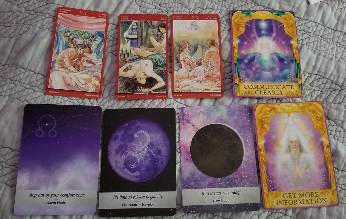 Earth Signs:For some reason, something was telling me to use a different deck for you all so I’m going to use the tarot of sexual magic deck lol. Yippee for you all! Hmm, this was interesting because it talks about a new start coming soon.-