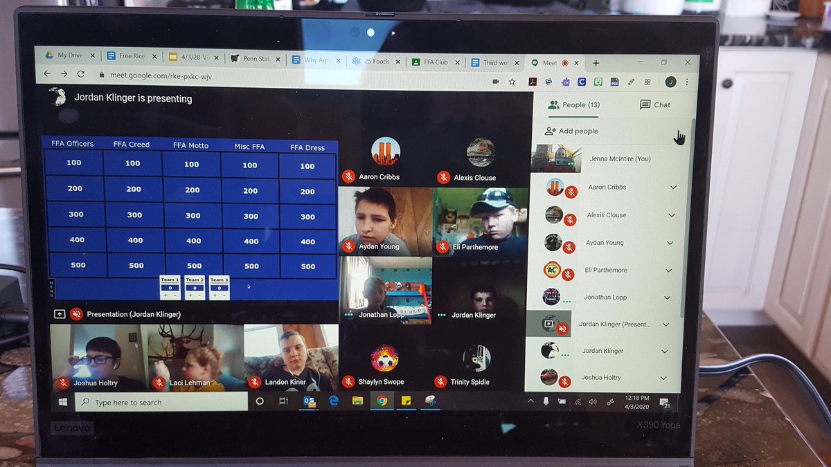 IntireJ's tweet photo. It's always a great day to be a Bulldog! Awesome #BSMSFFA meeting with students leading Jeopardy and a guest industry speaker from Schreiber Foods. (I also love that a student joined the call while riding her horse!) #BSMSROCKS #BSSDPROUD @Mrs_Nace https://t.co/2WFlWL11Ib