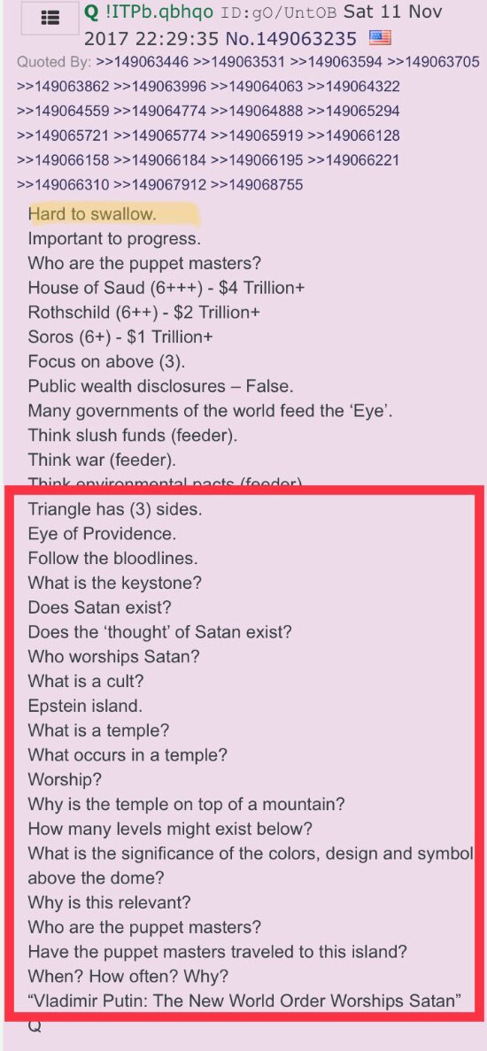  #ThesePeopleAreEVIL! More Q posts re. evil & who [they] worship.  #QAnon  #PedoGate  #MissingChildren  #GreatAwakening  #Rescue @realDonaldTrump 4/