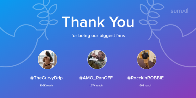 Our biggest fans this week: TheCurvyDrip, AMO_RanOFF, RocckinROBBIE. Thank you! via https://t.co/ZK6GFMeq35<a href="/tag/newprofilepic"class="tags"><span>#newprofilepic</span></a>