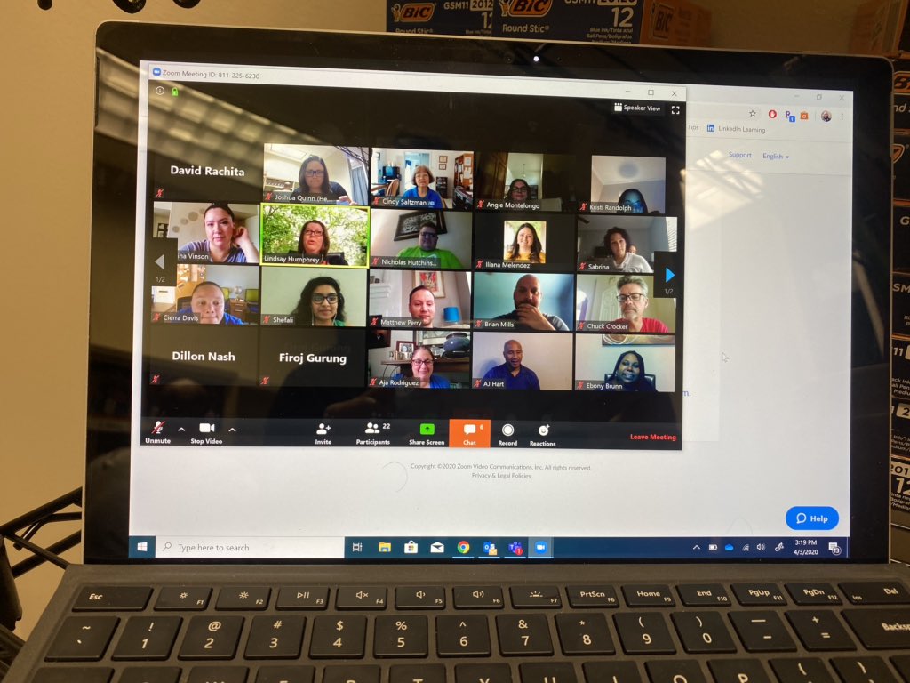 AVPDOSiliana's tweet photo. We had our first #UHCLDSA zoom check-in today!! It’s was so fun to see everyone and get to hear from about how everyone is adjusting to new coworkers and #WFHlife We are in this together #HawksAtHome @UHClearLake https://t.co/krADtdR8iZ