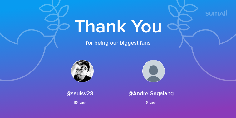 Thomgte's tweet photo. Our biggest fans this week: saulsv28, AndreiGagalang. Thank you! via https://t.co/s0HIEYD5Nj https://t.co/aA1bR3ba3Q