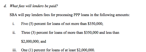 richardsonethan's tweet photo. This is from the SBA guidelines on the PPP loan program.  Let's average and say 3% on the 22B Bank of America "processed" today.  That's 660M in taxpayer money going to BofA for doing pretty much not one fucking thing.  
https://t.co/83scsk3bdT https://t.co/hvhYELwDj5