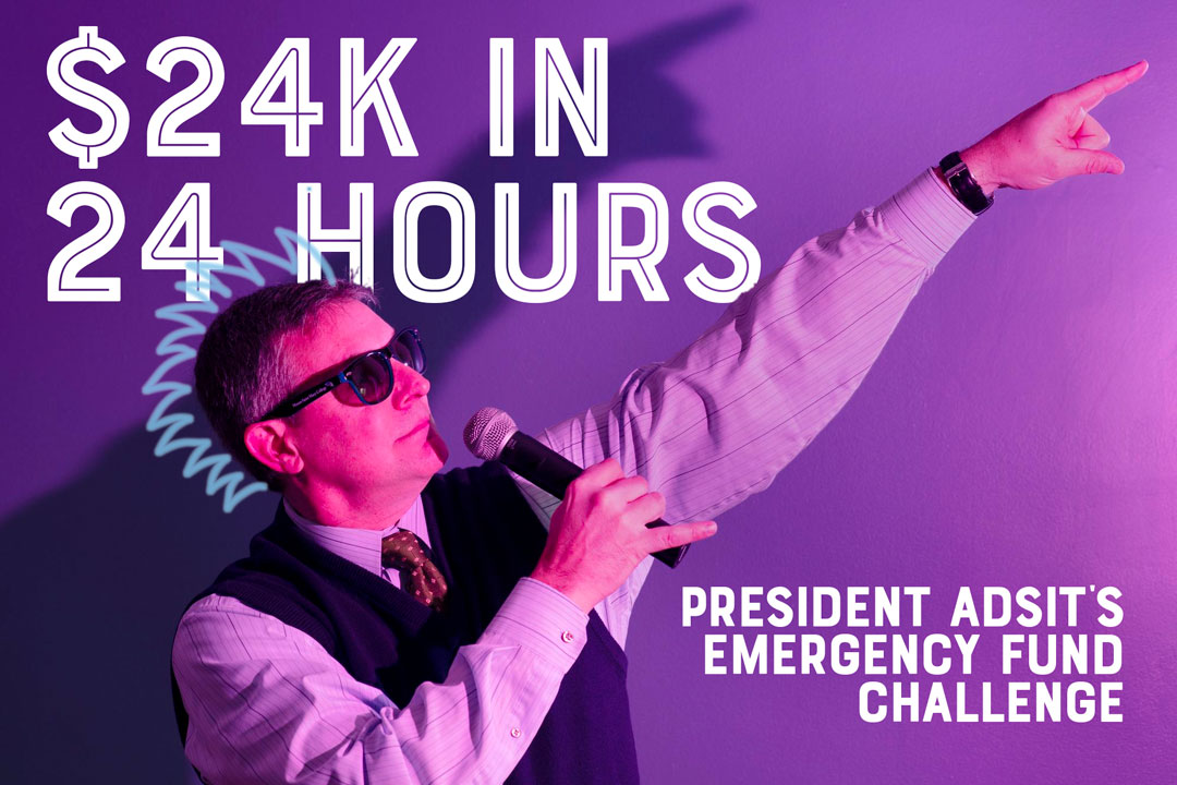 Dr. Adsit challenge: If the Student Emergency Fund reaches $24,000 by 8 pm tomorrow, he'll shave his head into a mohawk. Watch it happen live tomorrow 4/4 at 8:30 pm on MSMC's Instagram. Donate now at msmc.edu/EmergencyFund to help us reach our goal!