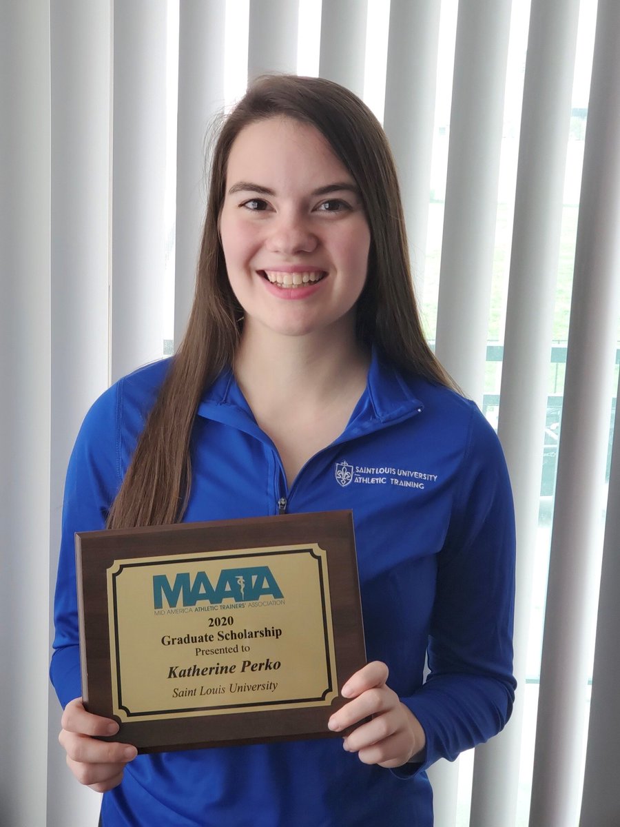 SLU_AT's tweet photo. SLU AT Student Kate Perko Awarded MAATA Scholarship
#DCHSlife #NATM2020 #ATimpact
@SLU_Official @sludchs @aSaferApproach @MAATAD5  
@MOATA1984 @SLU_AT_Society 
https://t.co/3bp9jd2rsV https://t.co/ARB1lOF3EJ
