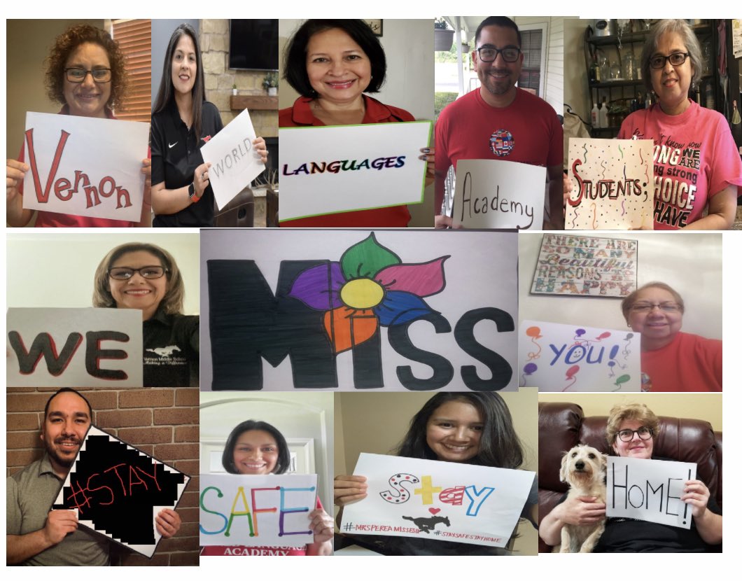 We Miss Our Students ❤️
#VernonWLA #ELADepartment 
#HCISD #GreatStoriesStartHere #SpringBreakExtended2020 #coronapocalypse #StayHome #StaySafe #WashYourHands #SocialDistancing #SchoolAtHome