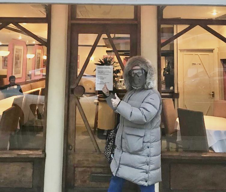 janetevansRBKC's tweet photo. Councillor Janet in safety gear #CurryRun for the neighbours #WorkRemotely #PhoneAResident #WearAMask #Exercise #Dance #Sing #ClearClutter #WashHands #DoItAgain #StayApart #StayInside #StayingAlive How was your day? #BeSafe #LetsDoThisRBKC #EverybodyInTheHouse @RBKC @ldr_gregory https://t.co/zfB2b9E9NE