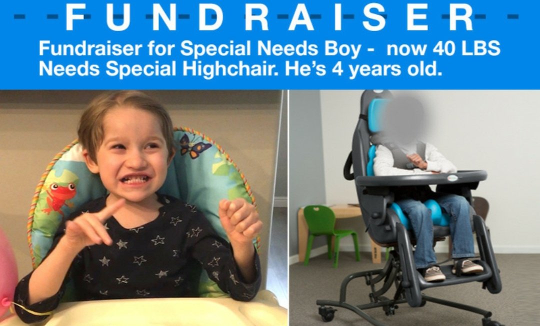 Special needs 4 yr old needs Special Highchair. Very rare syndrome #pitthopkins Needs it to help eat/relax - very difficult to feed him / sometimes rocks uncontrollably #fundraiser #specialneeds - - gofundme.com/f/specialneeds…