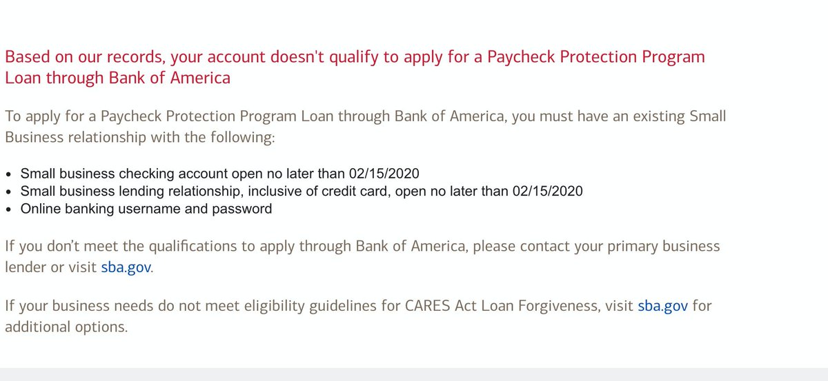 Can someone please suggest a bank that takes care of ALL of their customers?  #bankofamerica will be losing our business after today's #PaycheckProtectionPlan fiasco. BTW - we don't have a CC with #BoA because their offerings paled in comparison to <a href="/brexcard/">Brex</a> for startups.