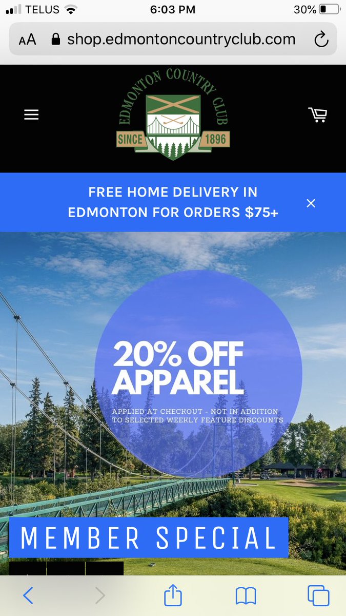 EdmCountryClub's tweet photo. Members, we have a great new website allowing you to shop in-stock, latest and greatest merchandise arrivals.  If you like anything we’ll deliver to your front door!  Greats deals on now too. Enjoy and thank you for your ongoing support. https://t.co/h8AC0lPQUV https://t.co/BNWeXXADZd
