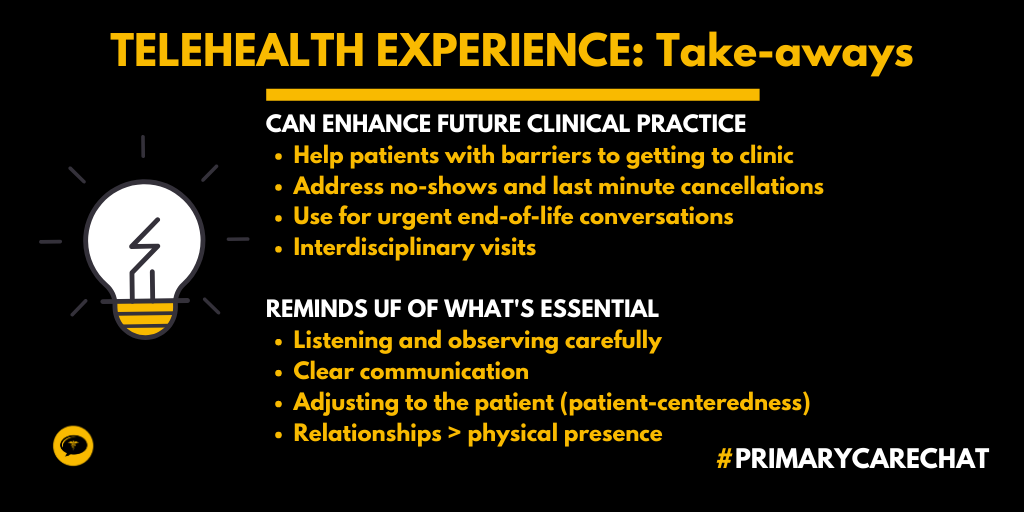 primarycarechat's tweet photo. 8/ Finally, because of #COVID19, majority of PCPs now use #telemedicine 75-100% of the time. We hope that the telehealth experience will lead us to innovative ways of practicing medicine and will help us become better doctors as pointed out last night. #finalreflections https://t.co/8UqyrcQoxU