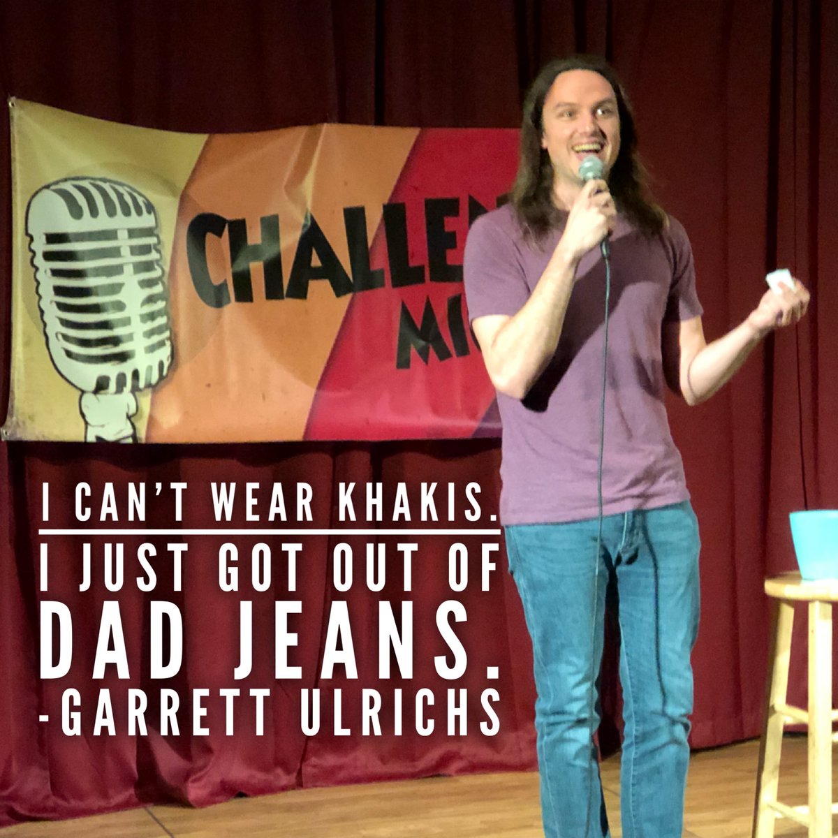 TheChallengeMic's tweet photo. Featuring @garrettulrich today.
Who’s even putting on jeans right now?!
Thanks for making us laugh! #FeatureSpot
#QuarantineAndCackle https://t.co/izv8yELOiL