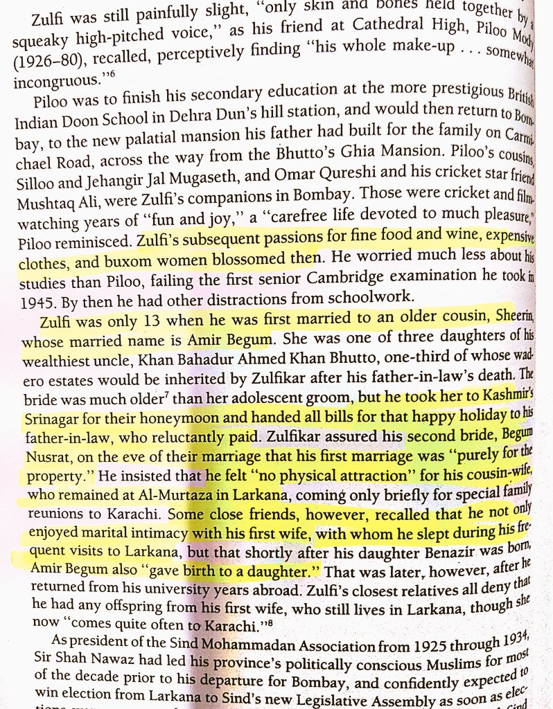 ZAB told Nusrat (2nd wife), he married her cousin for her "Property" & he felt no physical attraction towards her.Bhutto had one daughter from his first wife but Bhutto family disowned her and denied ZAB had any offspring from her.