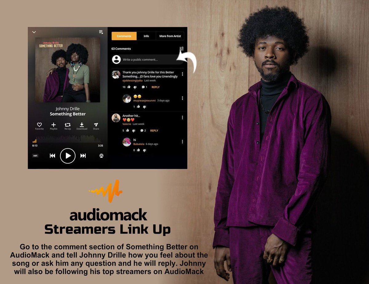 Johnnydrille's tweet image. Hey guys! 

Doing a streamers link up on @audiomack. All you have to do is go listen to #SomethingBetter on AudioMack and there in the comment section tell me how you feel about the song or ask me any questions for me to reply👇🏾 
audiomack.com/song/johnny-dr…