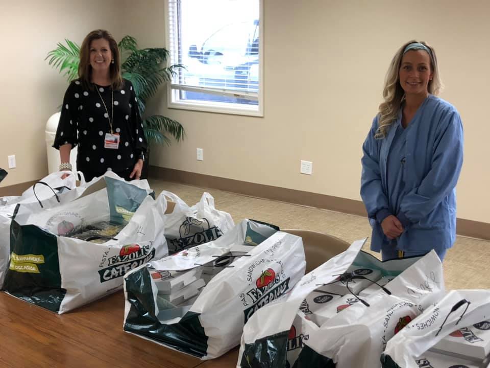 PowerScoppechio's tweet photo. We support our clients in myriad ways but our favorite so far has been by sending comfort food lunches from KFC and Fazoli's to healthcare heroes across the Baptist Health system.

We are stronger together! #teamkentucky https://t.co/AEQy15Mcuw