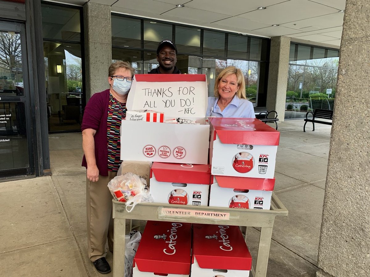 PowerScoppechio's tweet photo. We support our clients in myriad ways but our favorite so far has been by sending comfort food lunches from KFC and Fazoli's to healthcare heroes across the Baptist Health system.

We are stronger together! #teamkentucky https://t.co/AEQy15Mcuw