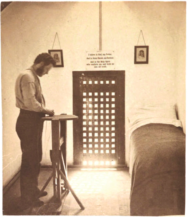 The belief that Eastern's use of routine solitary confinement was so bad for prisoners' mental and physical health is one of two major reasons why our prisons were modeled after New York's Auburn State Prison and its factory model and not Eastern's separate system (pic below).