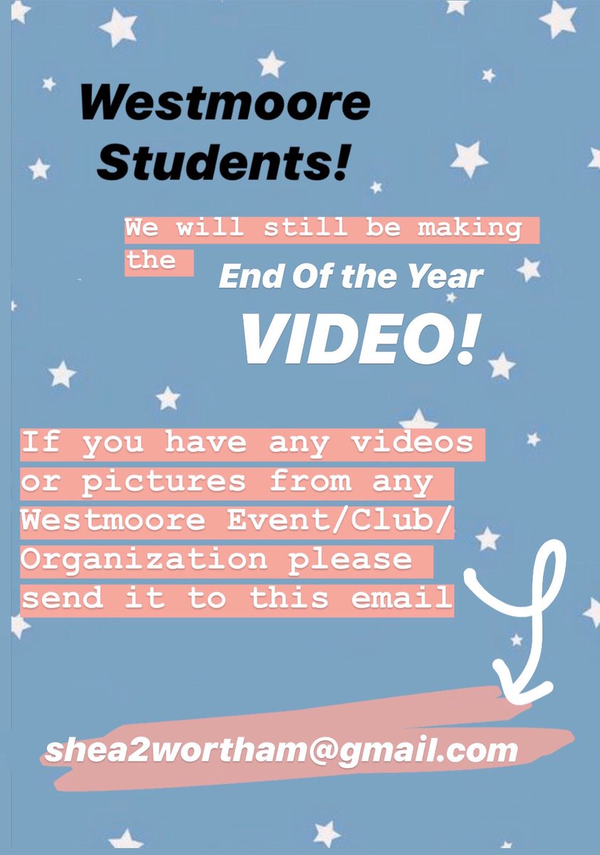 Hi jags! Please send any videos or pictures to this email for the End of the Year video!!🌟