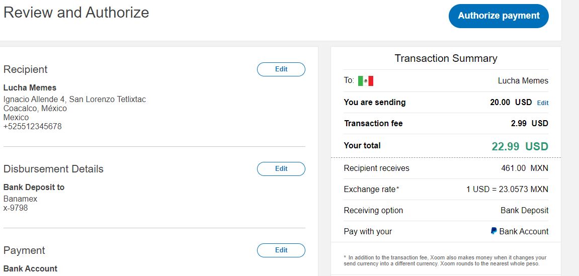 You& #39;ll get to the typical confirm screen. Hit authorize and it should go through in a day (with some confirmation emails coming your way.) The account info is saved in case you ever need to do it again. And that& #39;s it.