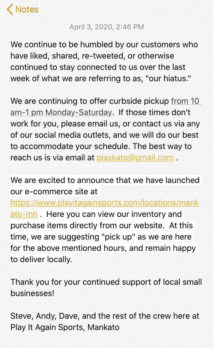 News from your Mankato Play It Again Sports: