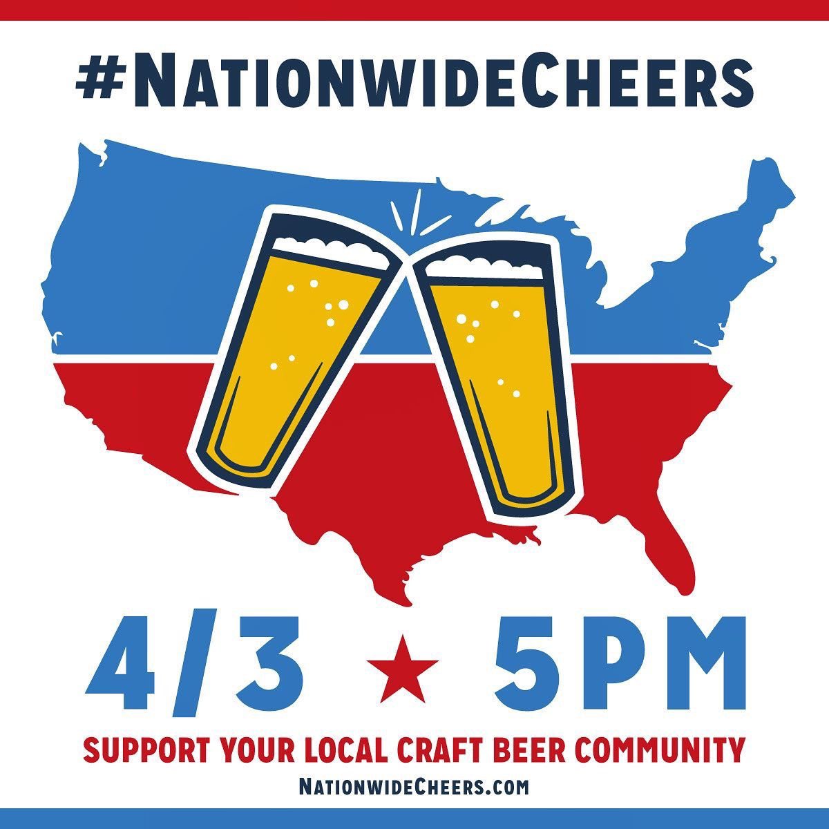 FourSaintsBrew's tweet photo. Wherever you may be at 5pm on Fri, April 3rd we're asking you to:
1. Grab your favorite local #craftbeer
2. Get out your phone to take a picture and/ or video
3. Raise your glass and toast to support craft breweries
4. Share to #NationwideCheers & #SocialDistancing & #FSBCo https://t.co/dcAKWtet62
