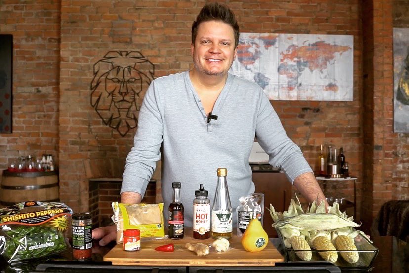 HostGregHutson's tweet photo. Some screen shots from Greg Hamilton’s #WWEats !! Video dropping next week. Sous vide and grilled Asian short ribs, grilled corn with chipotle-lime crema and blistered shishito peppers with Korean Gochugaru chile flakes. 
📸: @palmphotoz https://t.co/nZtzsyS4Hy