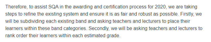 Translation: So we're going to make teachers re-do estimates with even more bands for each grade, and then we're going to get them to rank their students