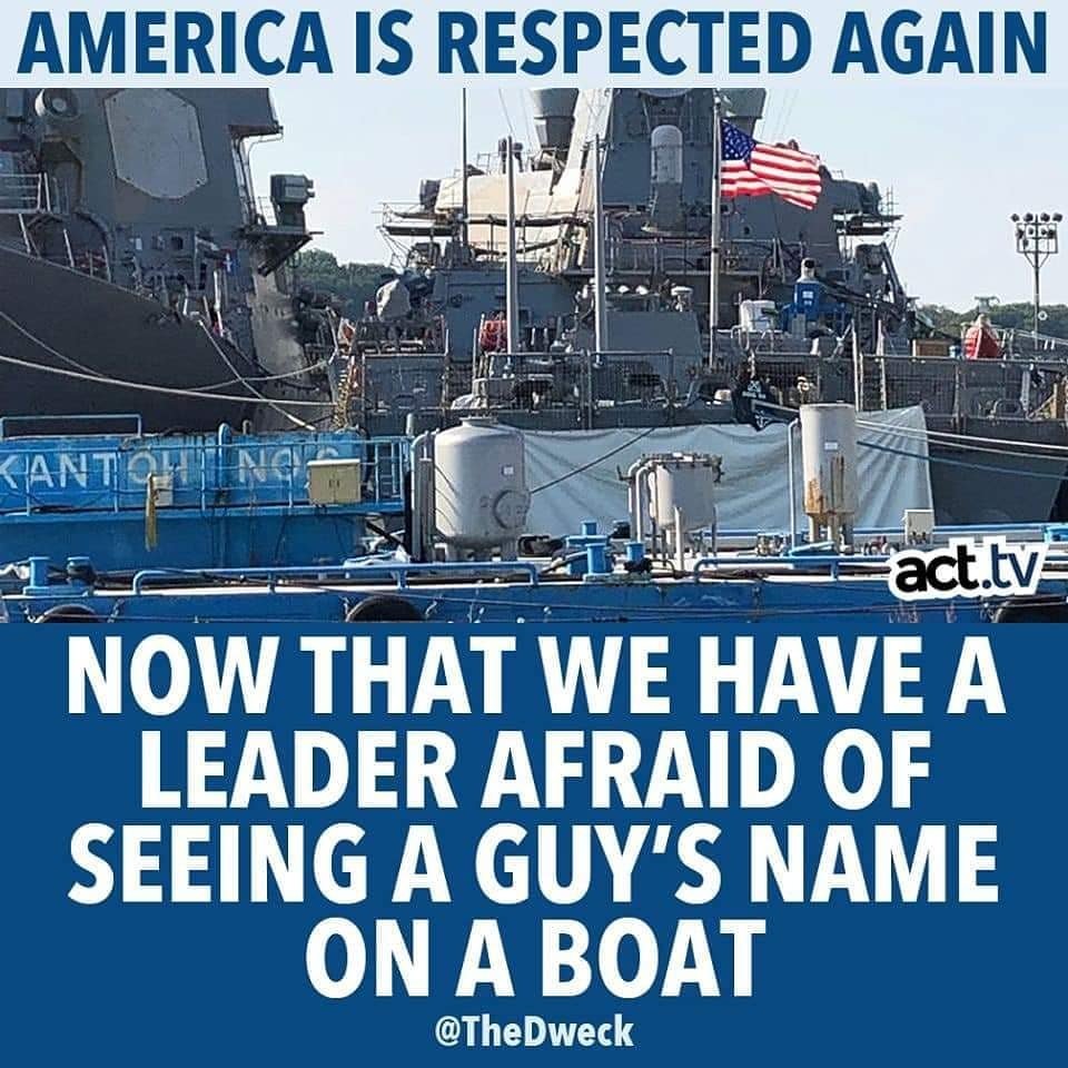 okkie48's tweet photo. @PaulDEaton52 @SECNAV Navy &amp; Pentagon are in cahoots with the #Scaministration
Shameful
Reminder:  #McCain https://t.co/4MauTrqQLh