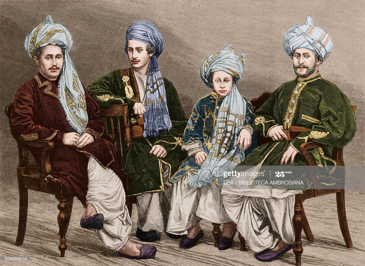 Sons of Nowroz Khan of Lal Pur wearing different types of turbans. 1879.