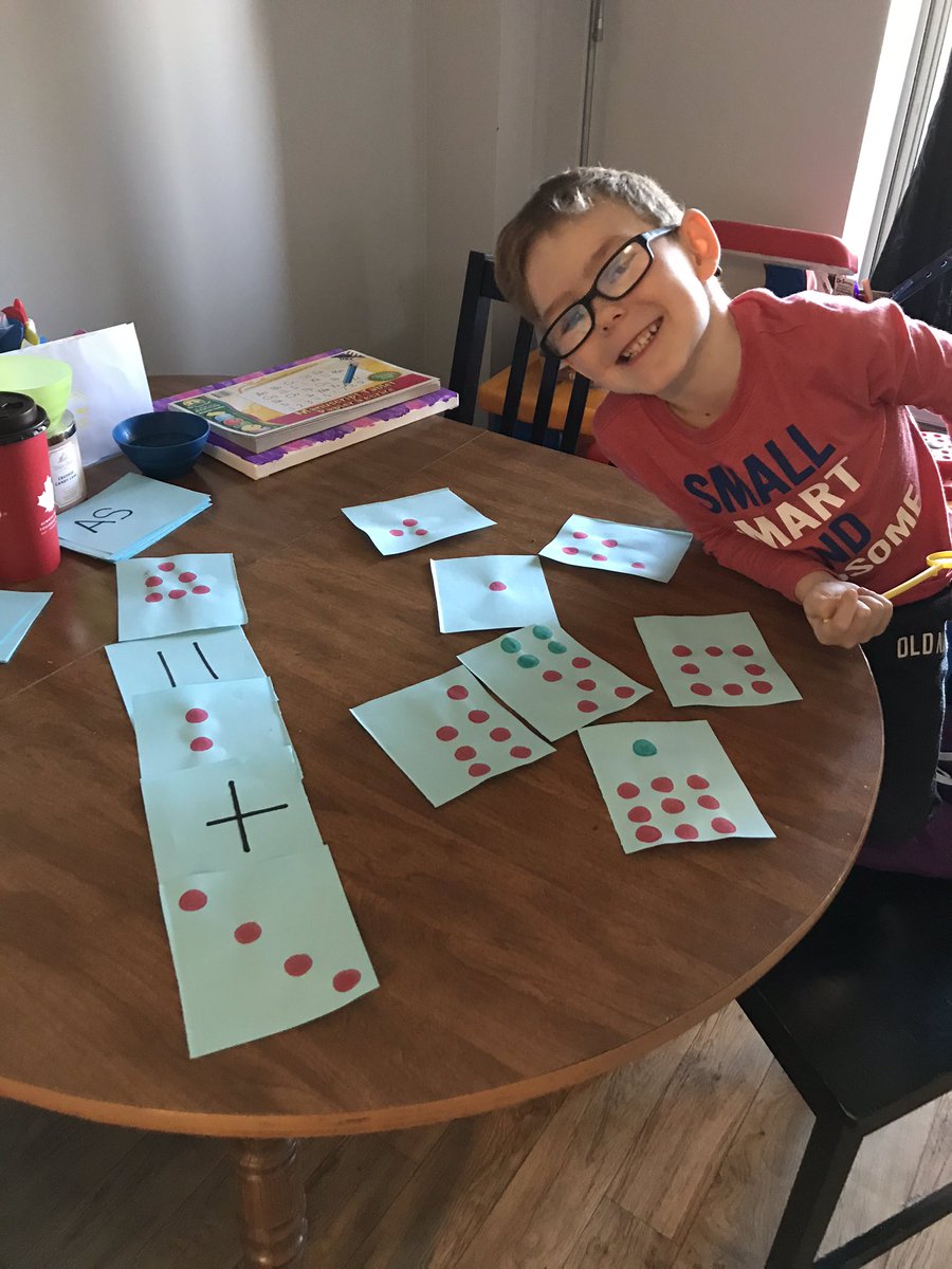 junehuz's tweet photo. Using the art hub, doing math with plate dots, and we are making sentences with words @GarrisonRoad https://t.co/FnIl7f5Yas