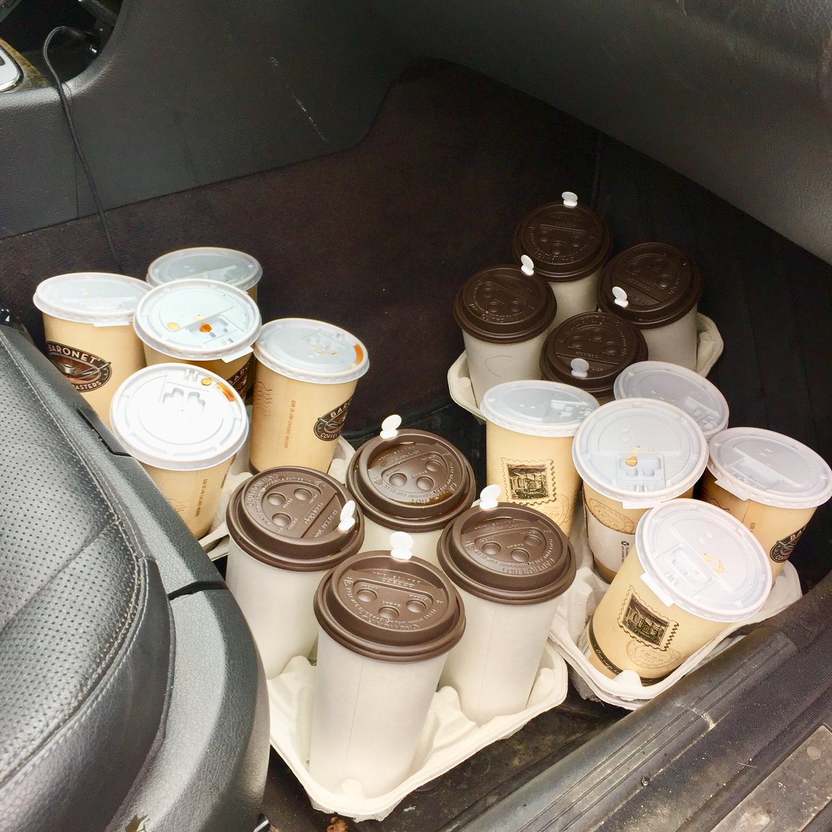 Commencing Day 16 Of Sheltering-in-Place. Coffee-run to gas-station complete. Eighteen large to-go. Put in car, drive them home, deloused, decontaminated, showered, and placed in fridge for use. Stay safe out there, outlaws and creative-gypsies.