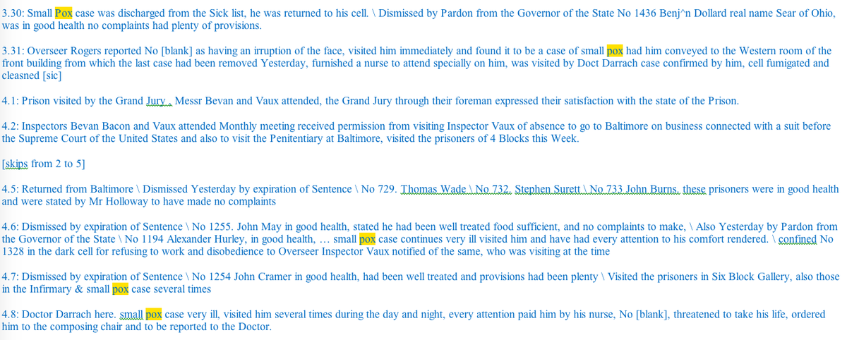 The story continues a few weeks later as the pox spreads. Since it's mixed in with other notes, pox is highlighted.