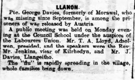 By the 25/11/18, the CN news again reported the influenza continued to cause significant difficulties in the Lampeter – albeit with no recent deaths. Similarly, concerning accounts of outbreaks were had along the coast from New Quay and Llanon. 