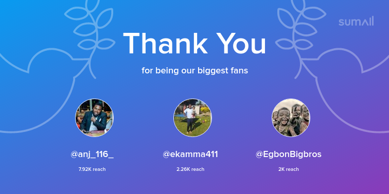OptimuzPrime's tweet photo. Our biggest fans this week: anj_116_, ekamma411, EgbonBigbros. Thank you! via https://t.co/bSzIuEypBc https://t.co/2WqSNSHZCH