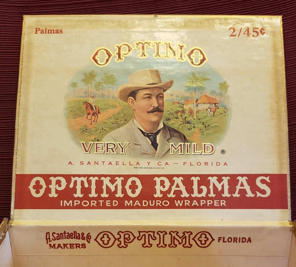 atticesoterica's tweet photo. Vintage Optimo Palmas A. Santaella & Co. Makers Cardboard Cigar Box, Collectible Tobacciana, Vintage Cigar Advertising, Vintage Storage Box https://t.co/PryCnJLXgX #Vintage #AtticEsoterica #Etsy #Collectibles #Antiques #CollectibleBox https://t.co/7s7ruOxDes
