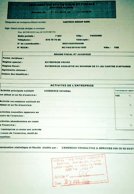 YartechGroup's tweet photo. La déclaration Statistique et fiscale de notre entreprise est disponible.
#Yartech https://t.co/XFEDNf84No