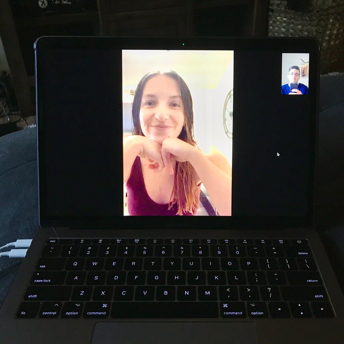 tweetsbytyco's tweet photo. I had a #facetime conversation with Stephanie about #QuarantineLife and how online lecture is going. She says its hard to stay focused, which is something i'm struggling with as well. Its a different experience but we are doing our best to be #successful! @DisruptiveDESGN #rsj108 https://t.co/mACZGF3LiP