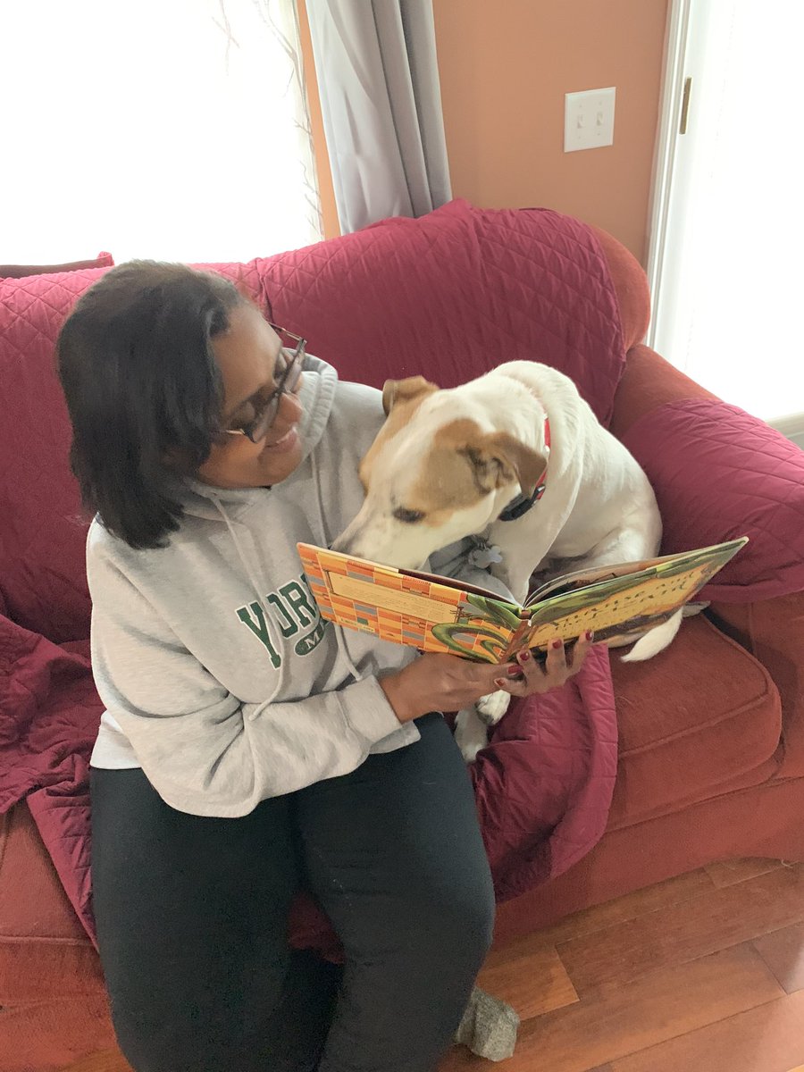 MESMSHorowitz's tweet photo. Furry Friend Friday! Reading to my dog, Kizmo! Thank you for participating in our Virtual Spirit Week Strang Eagles! #StrangStrong @LibraryMESMS @mesmspta @RonHattar @YCSDloshea @YorktownCSD https://t.co/ahg6ng1n8O